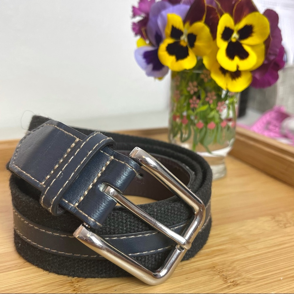 Gold Coast Blue Fabric & Leather Stitched Belt 45L